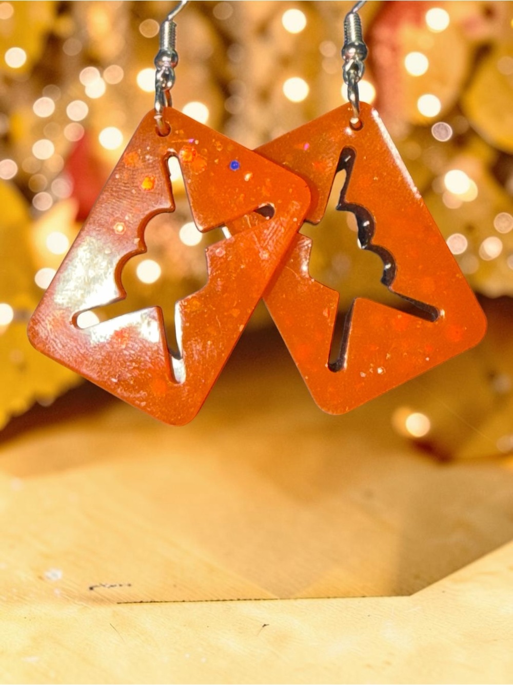 Handmade Orange Resin Envelope Heart Dangle Earrings